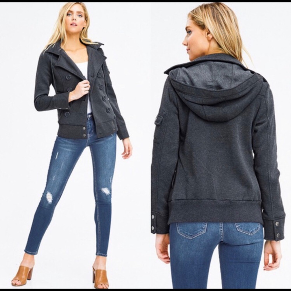 Lightweight Charcoal Hoodie Moto Jack - Picture 3 of 3